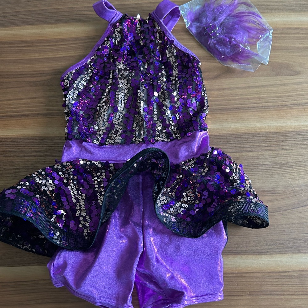 Weissmans Sparkling Electrix Purple Sequin Dance Costume - Child Medium